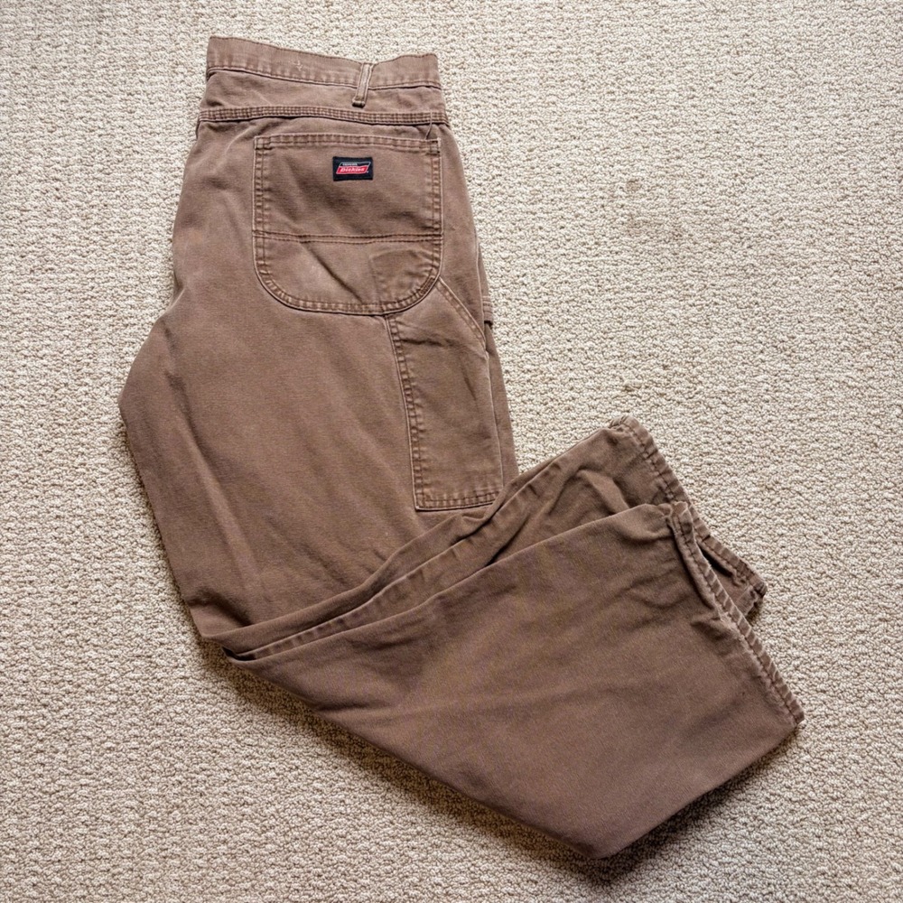 Dickies Mens Brown Duck Canvas Carpenter Workwear Pants W36 L28 EU202RTB